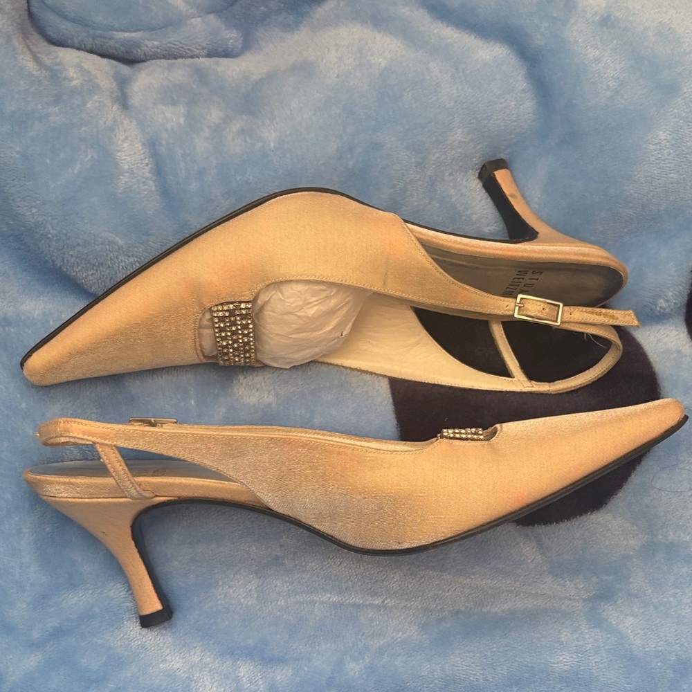 Stuart Weitzman Silver Embellished Heels - Picture 3 of 4